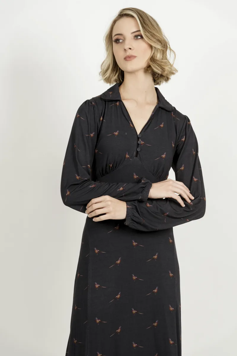 Hartwell Sally Dress - Navy Pheasants-1